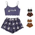 thumbnail image 1 of Women Pajama Sets for Women – Halloween Pumpkin Printed Sleeveless Camisole and Shorts Set for Cozy Nighttime Comfort, 1 of 7