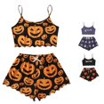 thumbnail image 1 of Women Pajama Sets for Women – Halloween Pumpkin Printed Sleeveless Camisole and Shorts Set for Cozy Nighttime Comfort, 1 of 6