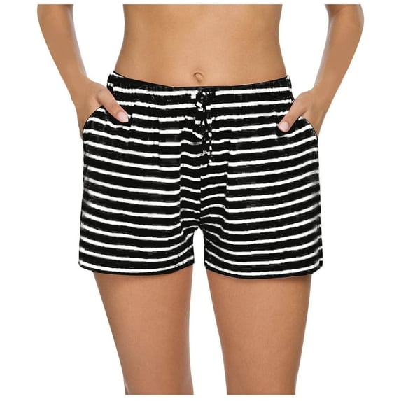 Women Pajama Shorts Cotton Soft Sleep Shorts Casual Elastic Waist Pj Bottoms with Drawstring and Pockets