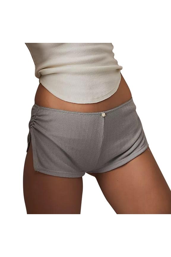 Women Pajama Shorts Soft Comfy Side Split Ruched Elastic Lounge Pants Stretch Sleep Pj Bottoms Sleepwear