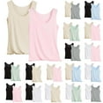 thumbnail image 1 of Women Pajama Tops 2 Piece Solid U Neck Sleeveless with Inner Camisole Casual Layering Sleep Top, 1 of 3