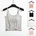thumbnail image 1 of Women Pajama Tops Solid Lyocell Cropped Adjustable Strap Built In Bra Casual Cami Sleep Top, 1 of 4