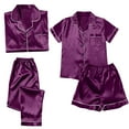 thumbnail image 1 of Women Pajamas 4Pcs For Plus Size For Casual Lace Suspenders Shorts Home Wear Pajamas Set, 1 of 2