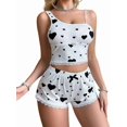 thumbnail image 1 of Women Pajamas Heart Print PJ Set Crop Tops and Shorts Set 2 Piece Lounge Sets, 1 of 7