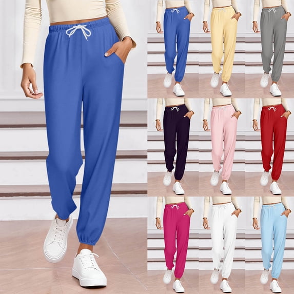 Swuxness Women Pajamas Long Pants Solid Color Cuffed Home Comfortable Casual for Loungewearwear
