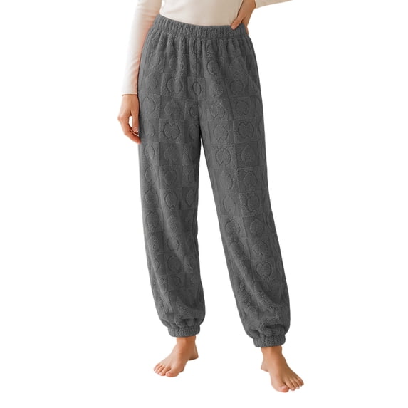 Women Pajamas Pants Elastic Waisted Fleece Comfy Lounge Pj Buttoms