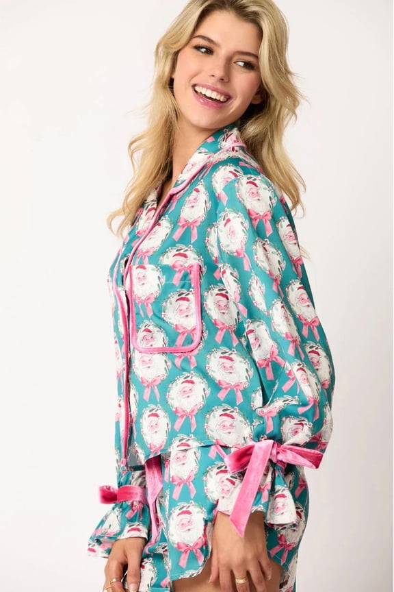 Women  Pajamas Set 2 Pieces Candy Cane Print Lace-Up Shirts Tops and Shorts Y2K Sleepwear Outfits