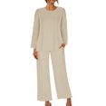 thumbnail image 1 of Women Pajamas Set Button Down Sleepwear Short Sleeve Nightwear with Long Pants Soft Pjs Set with Pockets, 1 of 6