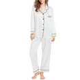thumbnail image 1 of Women Pajamas Set Button Down Sleepwear Short Sleeve Nightwear with Long Pants Soft Pjs Set with Pockets, 1 of 5