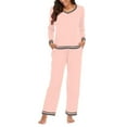 thumbnail image 1 of Women Pajamas Set Button Down Sleepwear Short Sleeve Nightwear with Long Pants Soft Pjs Set with Pockets, 1 of 4