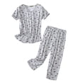 thumbnail image 1 of Women Pajamas Set Cotton Short Sleeve Top with Capri Pants Sleepwear Pjs Loungewear Two Piece Soft Lounge Sets, 1 of 3