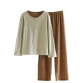 thumbnail image 1 of Women Pajamas Set Long Sleeve Button Down Sleepwear 2 Piece Loungewear Soft Cotton Nightwear Casual Homewear Pjs Set, 1 of 3