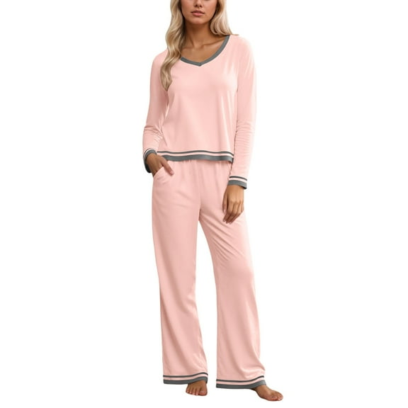 Women Pajamas Set Soft Pjs Long Sleeve Crew Neck Sleepwear Two Piece Sets Women Christmas Pjs XL