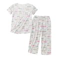thumbnail image 1 of Women Pajamas Set Summer Short Sleeve Tshirts Top Capri Pants Sleepwear Two Piece Loungewear Nightwear Pjs Lounge Sets, 1 of 9