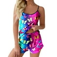 thumbnail image 1 of Women Pajamas Sets Sleeveless Butterfly Print Camis And Shorts Homewear Casual Sleepwear Summer 2 Piece Set Loungewear, 1 of 3
