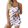 thumbnail image 1 of Women Pajamas Sets Sleeveless Butterfly Print Camis And Shorts Homewear Casual Sleepwear Summer 2 Piece Set Loungewear, 1 of 3