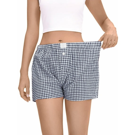 Women Pajamas Shorts Gingham Cute Short Pants Plaid Lounge Shorts Sleep Bottoms Elastic Boxers Streetwear