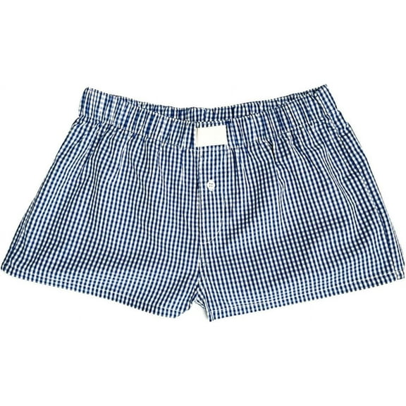 Women Pajamas Shorts Y2k Plaid Elastic Waist Boxer Pj Bottoms Casual Lounge Sleep Shorts