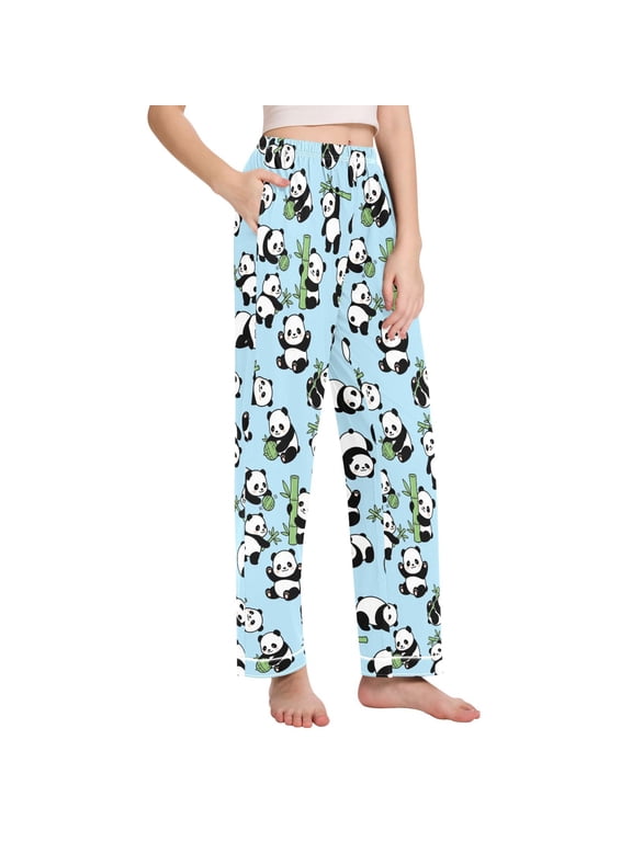 Women Pandas Cute Pajamas Pants Loungewear Pjs with Pockets Medium