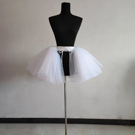 Women Pannier White Tulle Underskirt Tutu Victorian Hoopless Petticoat Crinoline Skirt 1PC