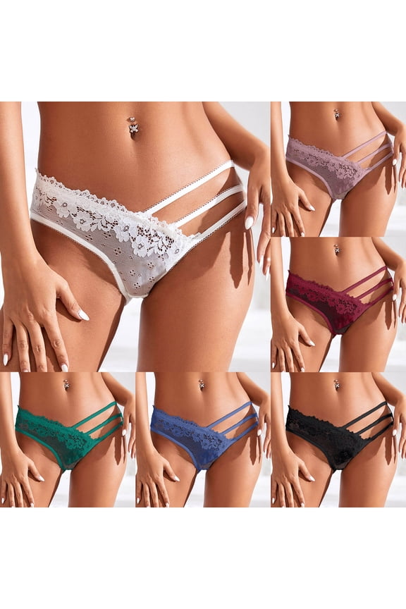Women Panties Custom Letter Logo Low Waist Striped Tangas No Show Bikini Thong Underwear Women Green M