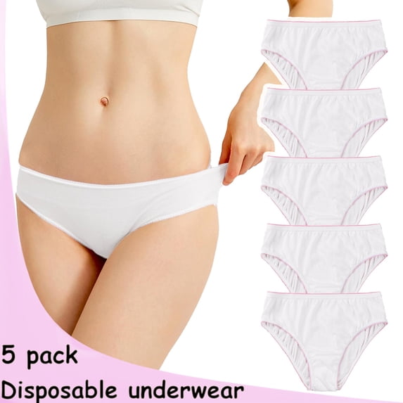 Women Panties Disposable Underwear Travel Postpartum Cotton 5 Pack Women Underwear White L