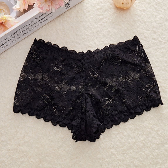 uublik Women Panties High Waist Breathable Briefs Soft Underpants Ladies Stretch Panties Womens Lace Underwear Black