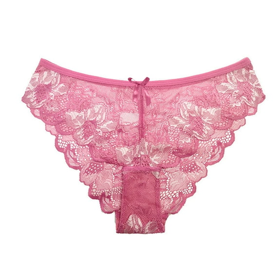 Women Panties Pink Lace Transparent Hollow Out Underwear Comfort Seamless Low Waist Briefs Lingerie Lenceria Thong