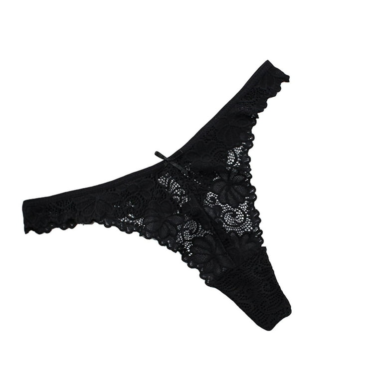 Women Panties Sexy Thongs Low-Rise Thong Underpants Solid Black S