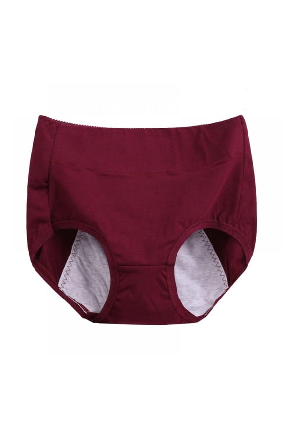 Women Panties Underwear Physiological Menstrual Women's Cotton Breathable Period Leak Proof High Waist Warm Female Briefs,Wine Red,XXXL