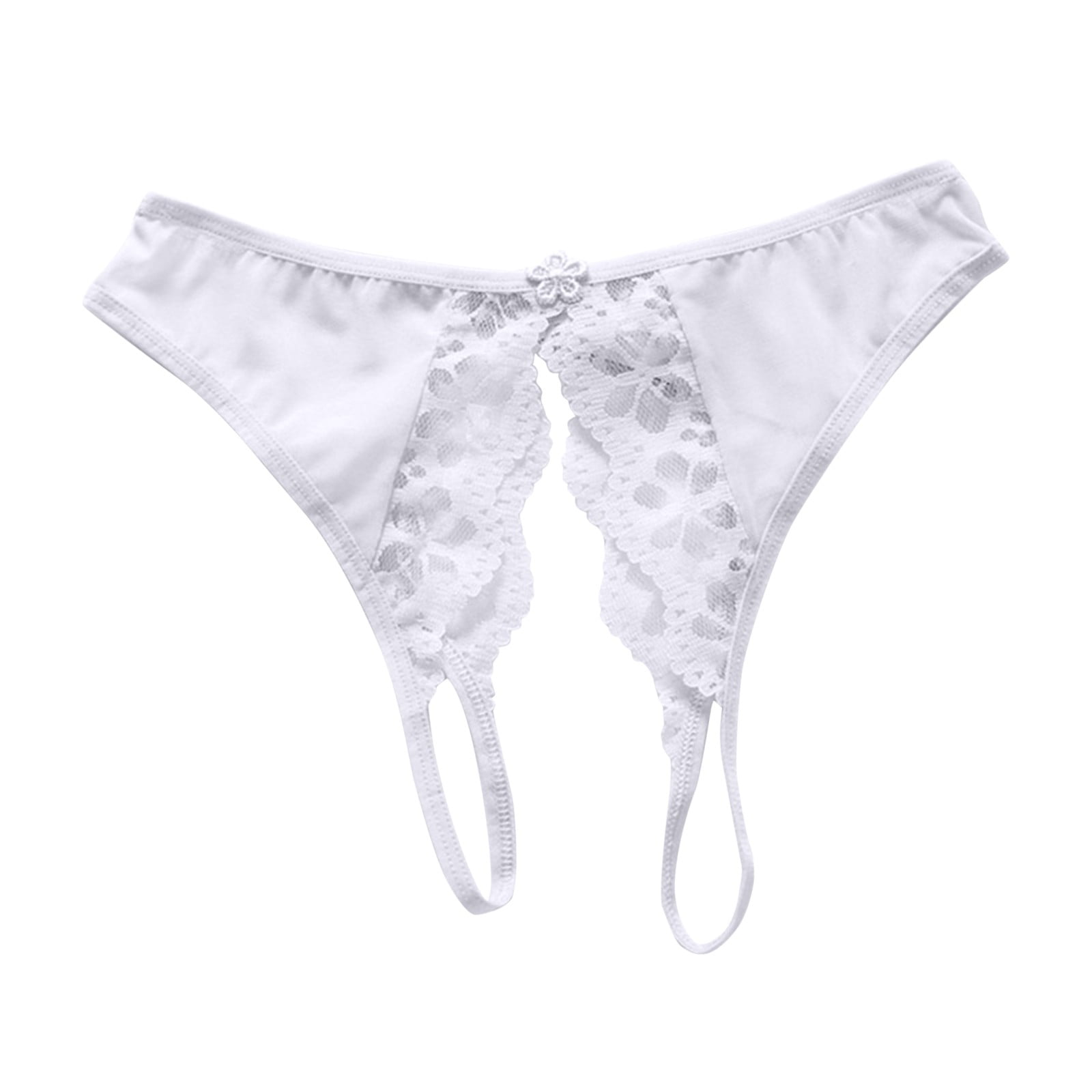 Women Underwear Floral Lace Briefs With Cute Bow Center Women's