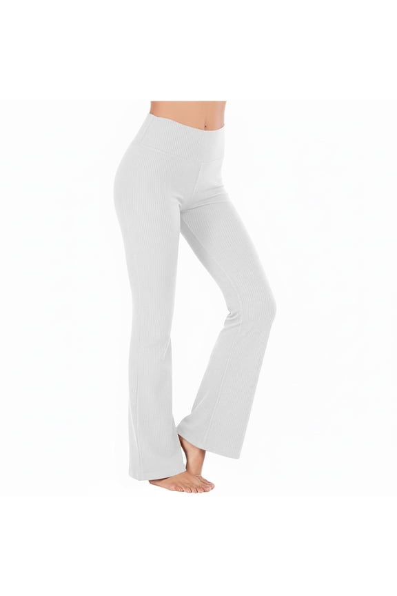 Women Pants, 2026 New Long Solid Color Hip Lift Fitness High Waist Elastic Exercise Yoga Flare Pants, Made of Soft Spandex, Comfortable for Casual and Beach Wear.