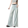 thumbnail image 1 of Women Pants Baggy Wide Leg Jeans High Waist Dressy Pants Trendy Pockets Loose Fit Full Length Denim Pants, 1 of 2
