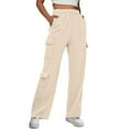 thumbnail image 1 of Women Pants Cargo Sweatpants Wide Leg Lined Pants Women Fall Winter Baggy High Waisted Joggers Pockets Jogging Sports Stylish Trousers For Female, 1 of 6