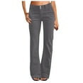 thumbnail image 1 of Women Pants Casual Stretch Casual Straight Leg High Waistband Chino Pants Flared Pants with Pocket Leather Pants for Women Grey XL, 1 of 4
