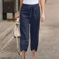 thumbnail image 1 of Women Pants on Under $5! Cagogo Womens Cotton Linen Palazzo Pants Drawstring Elastic Waist Casual Wide Leg Trousers Summer Beach Lounge Pants with Pockets, 1 of 6