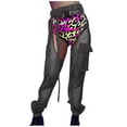 thumbnail image 1 of Women Pants High Elastic Buckles Jogger Crotch Long Wasit Transparent Sexy Mesh see through clubPants, 1 of 8