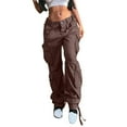 thumbnail image 1 of Women Pants High Waist Baggy Cargo Cargo Jeans Jogger Pocket Loose Fit Straight Wide Leg Trousers, 1 of 7