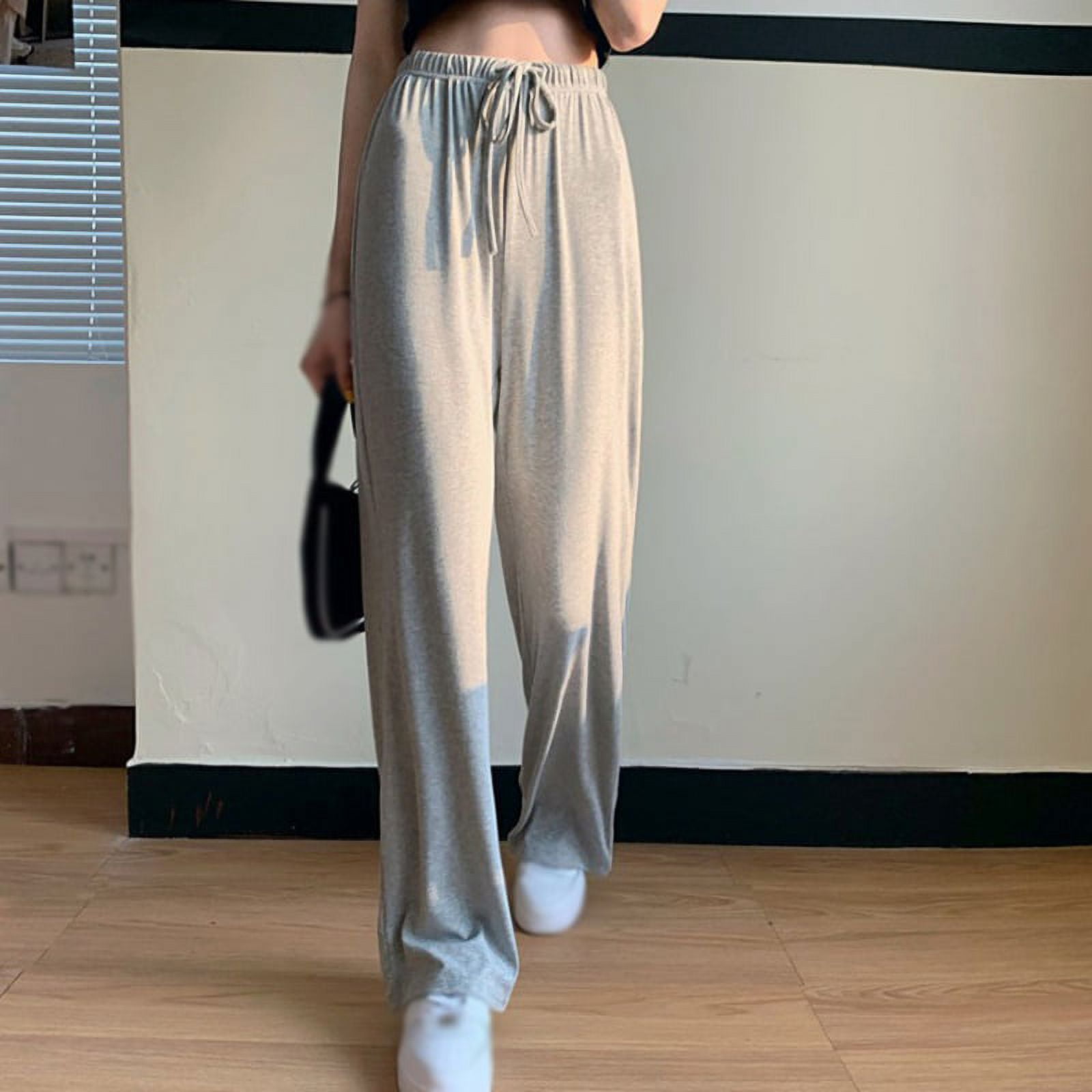 Mnjyihy Women's Straight Wide Leg Pants Korean Style High Waist Loose Solid  Color Suit Trousers at  Women's Clothing store