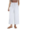 thumbnail image 1 of Women Pants High Waisted Trousers Baggy White Pants Women Casual Soft Pants Womens Dress Pants for Work, 1 of 7