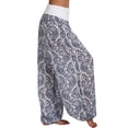 thumbnail image 1 of Women Pants Plus Size Bohemian Floral Print Long Pants Mid Waist Vintage Elastic Waist Boho Beach Trousers Plus Size 5XL, 1 of 6