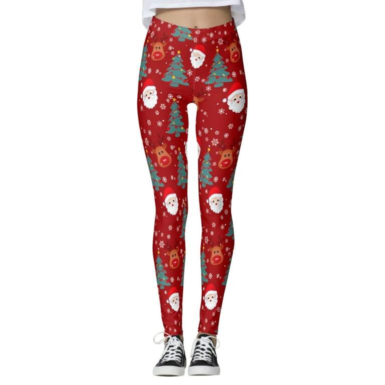 Women's Christmas Printed Yoga Pants for Running and Pilates, Snowman and  Santa Party Leggings in Plus Size