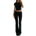 thumbnail image 1 of Women Pants Set, Short Sleeve Crew Neck T-shirt with Low Waist Pants Autumn Outfit, 1 of 8