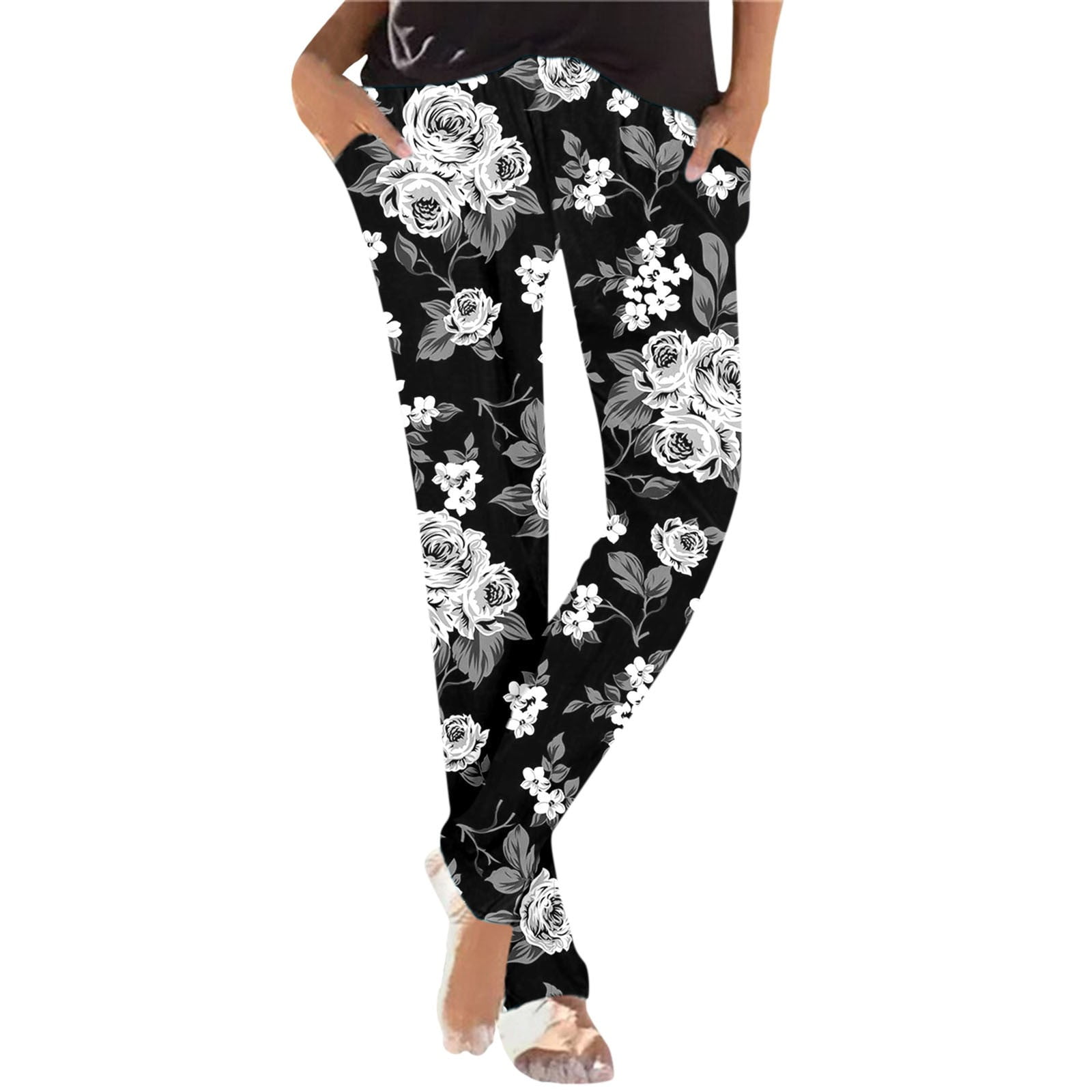 Women Pants Summer Harem Slip On Boho Beach Lightweight Loose Trousers with Pockets Casual Pants