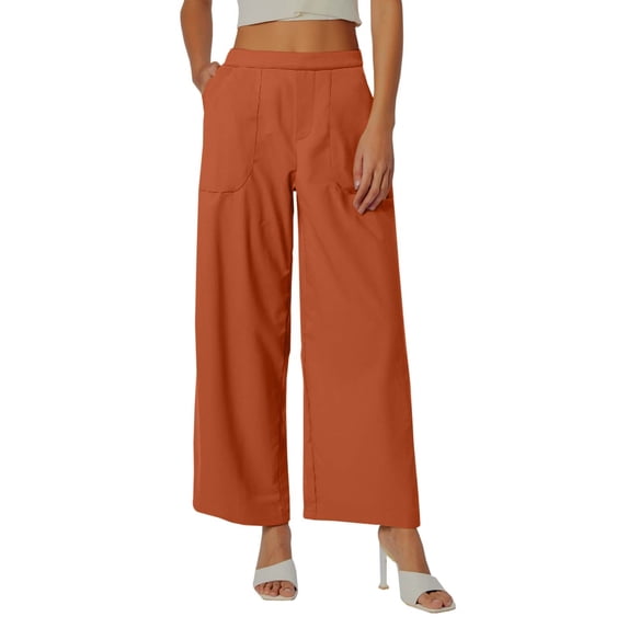 Women Pants Thin Breathable Linen Pants High Waisted Loose Fit Solid Spring Summer Trousers Light Pink XS