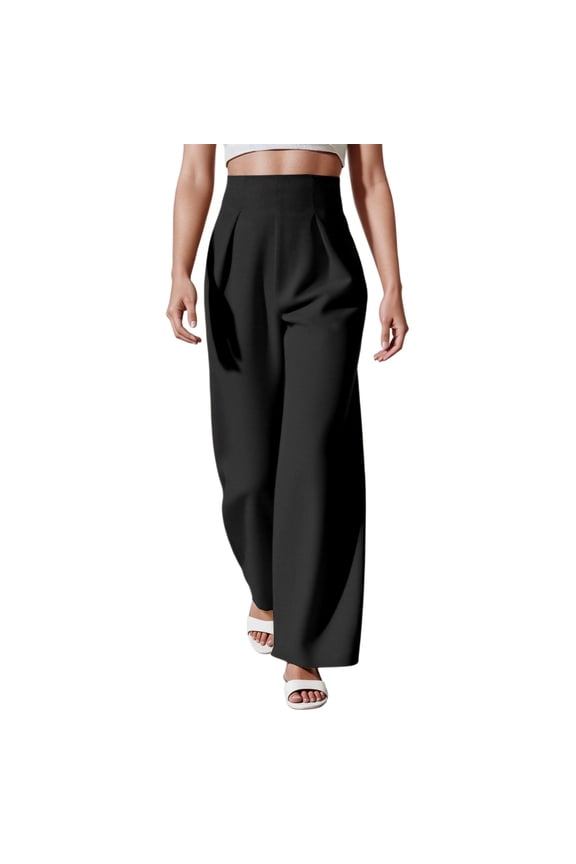 Women Pants Wide Leg Pants Women's High Waisted Wide Leg Dress Pants Elegant Solid Color Casual Trousers Flowy Comfortable Stretch Business Formal Pant
