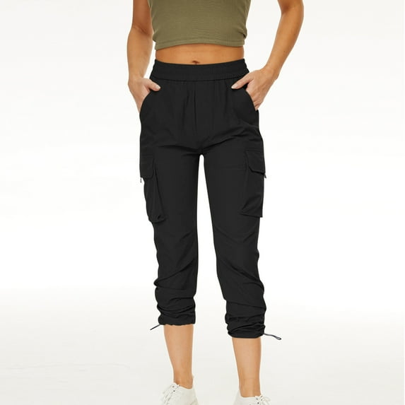 Women Pants Wide Leg with Pockets Drawstring Loose Fitting Warm Middle pants Leisure Drawstring Wide Leg Loose Solid Casual pants Black Pants Wide Leg Size S