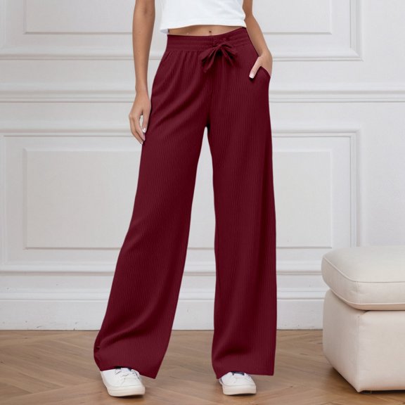 Women Pants Wide Leg Straight Baggy Red Pants Womens Pants Casual Comfy Pants Womens Clothing