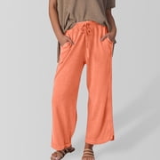 Women Pants Wide Straight Leg Baggy Red Pant Women Casual Comfy Dress Pants Trendy Clothes for Women