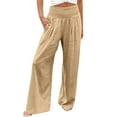 thumbnail image 1 of Women Pants Women Fashion Elastic Waist Pant With Pocket Loose Harem Pants Womens Casual Work Tall Workout Sweatpants Women's Casual Elastic Waist Petite on Stretch Brown S, 1 of 7